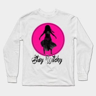 Stay witchy - Trippy pink wiccan design Long Sleeve T-Shirt